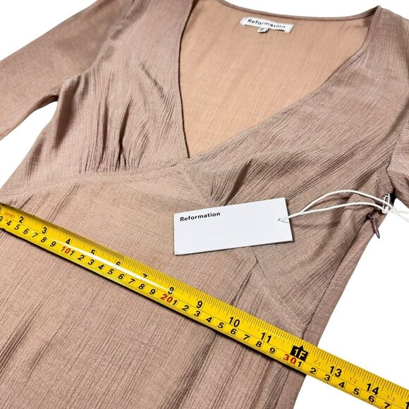 NWT Reformation Callum Maxi Dress Sz.XS Taupe Sheer Gauze Minimalist Boho - Picture 10 of 16